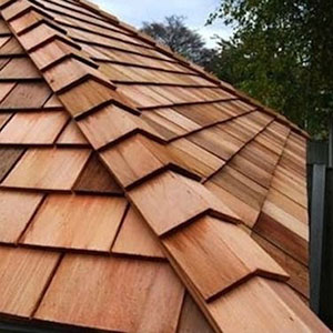 wooden shingle which can last from 30 to 50 years.